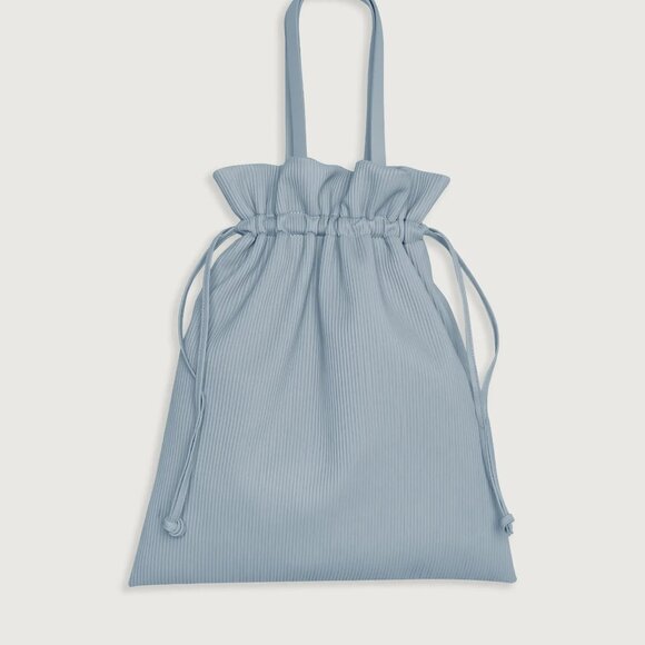 Oak + Fort Misty Blue Pleated Bucket Bag - Picture 2 of 11
